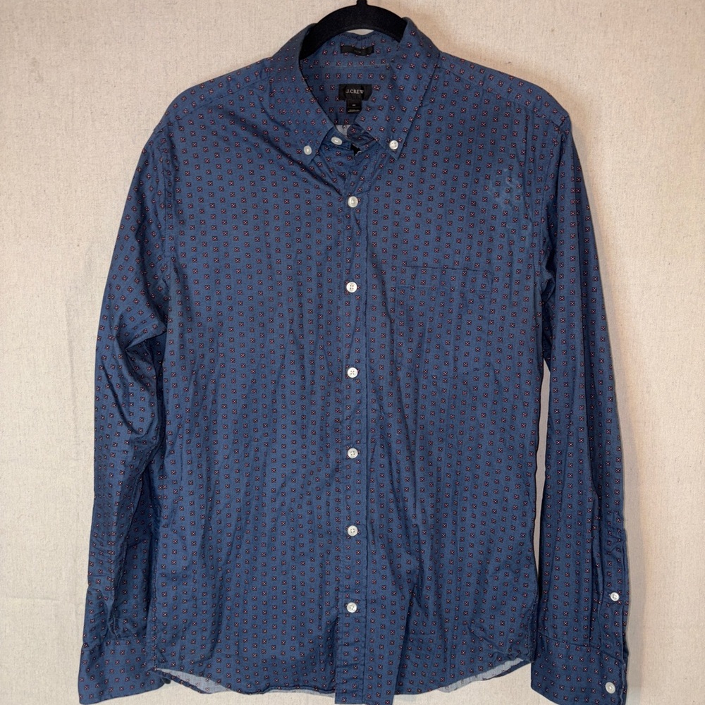 J.Crew Men's Button Down Long Sleeve Slim Fit Floral Print 100% Cotton Sz Medium